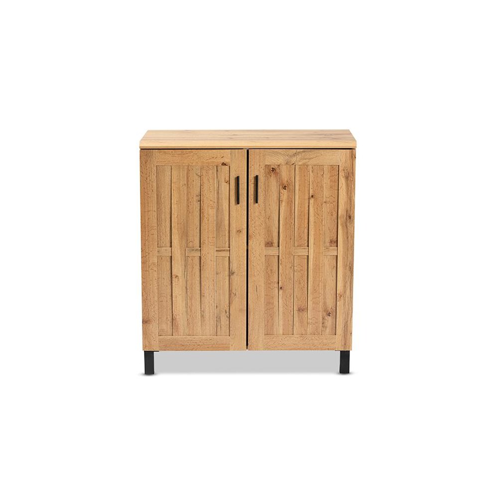 Excel Modern and Contemporary Oak Brown Finished Wood 2-Door Storage Cabinet. Picture 3