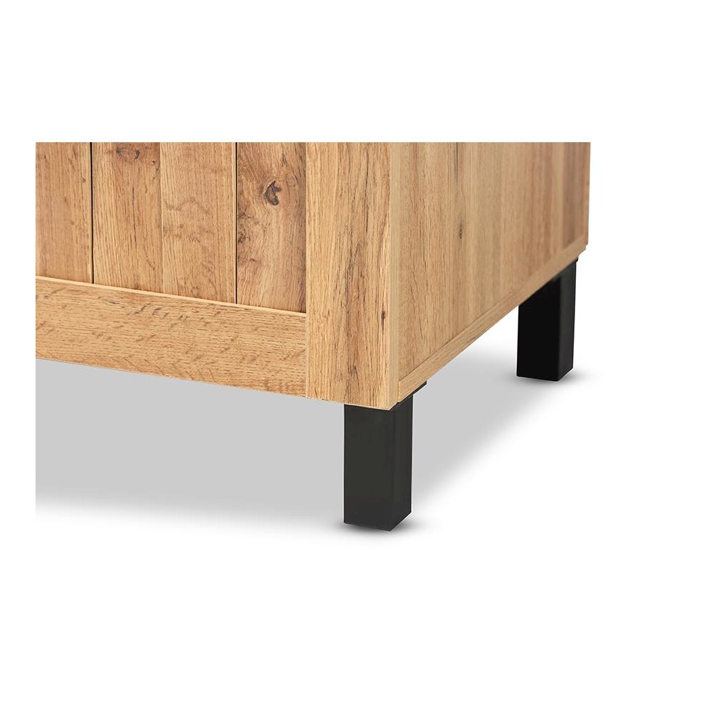 Excel Modern and Contemporary Oak Brown Finished Wood 2-Door Storage Cabinet. Picture 6