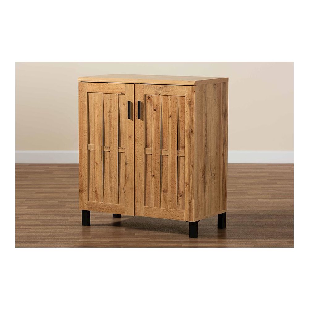 Excel Modern and Contemporary Oak Brown Finished Wood 2-Door Storage Cabinet. Picture 8