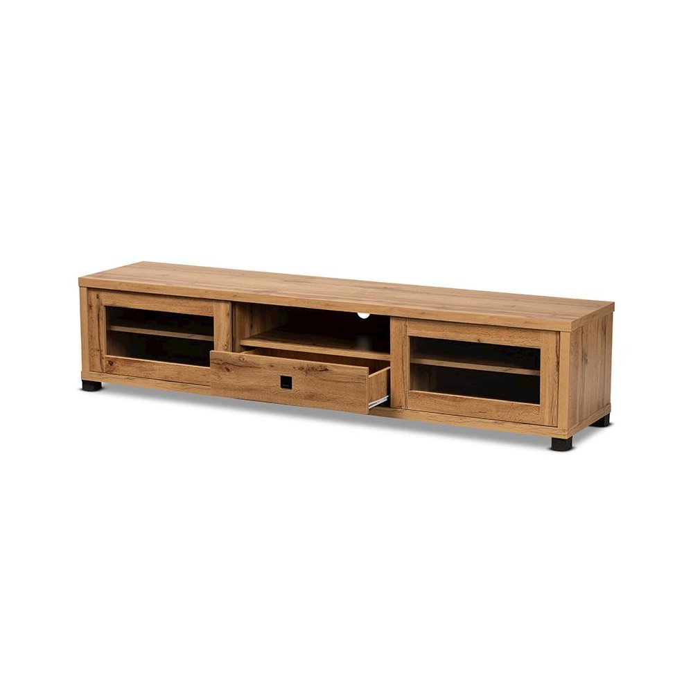 Beasley Modern and Contemporary Oak Brown Finished Wood 1-Drawer TV Stand. Picture 2