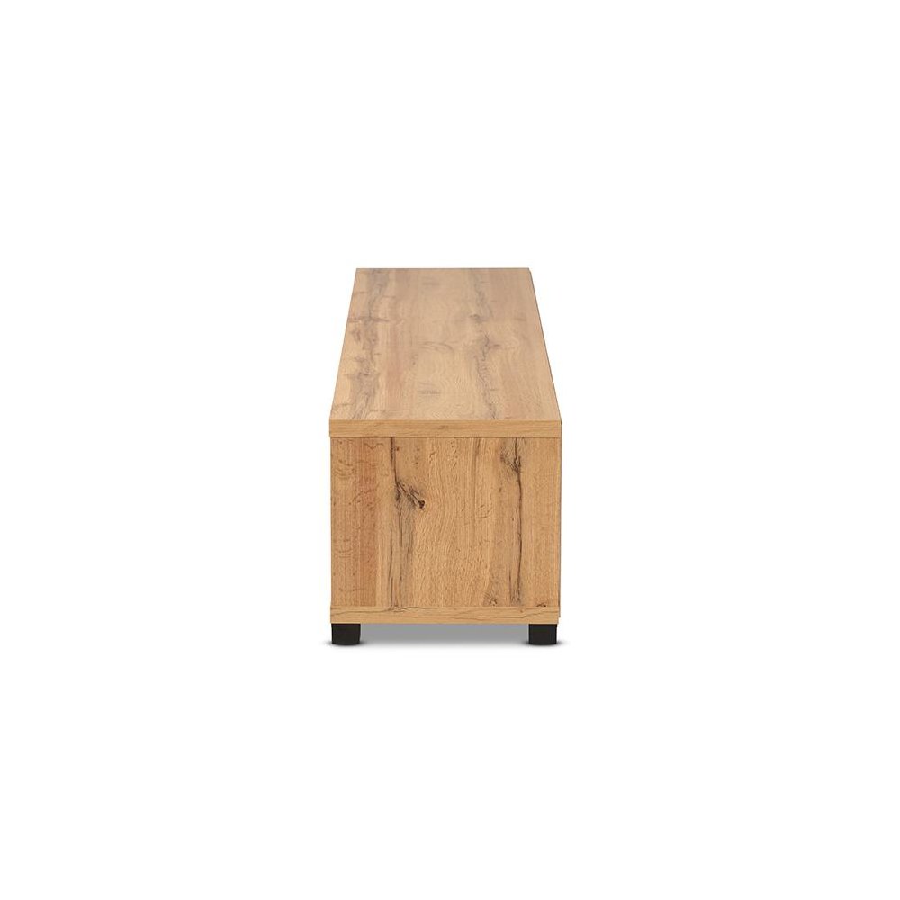 Beasley Modern and Contemporary Oak Brown Finished Wood 1-Drawer TV Stand. Picture 4