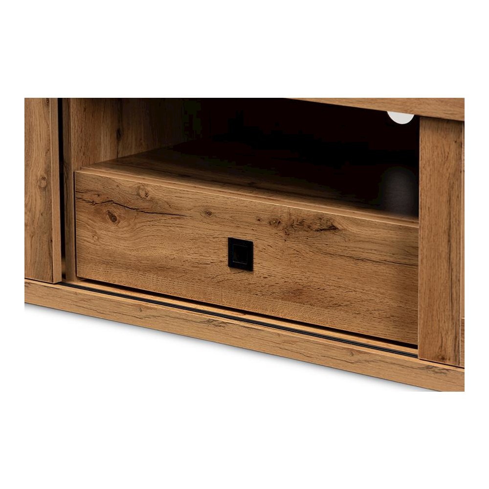 Beasley Modern and Contemporary Oak Brown Finished Wood 1-Drawer TV Stand. Picture 5