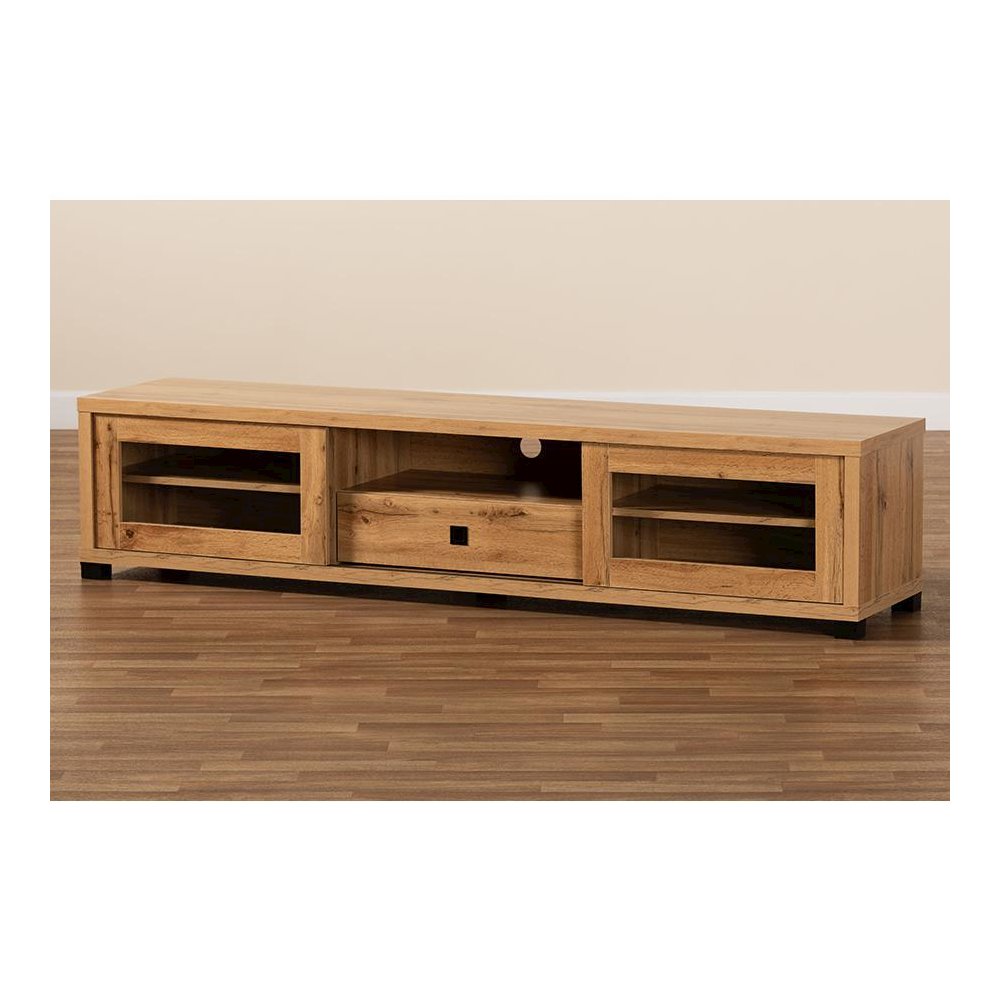 Beasley Modern and Contemporary Oak Brown Finished Wood 1-Drawer TV Stand. Picture 8