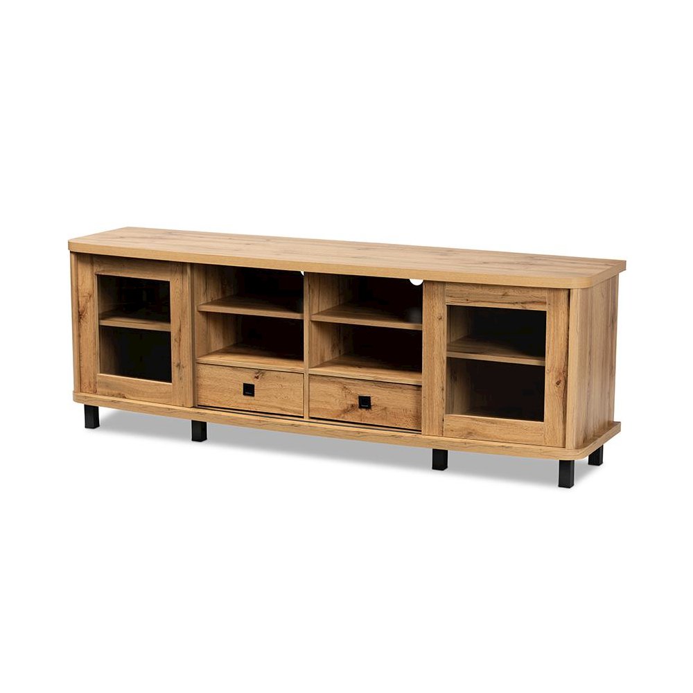 Walda Modern and Contemporary Oak Brown Finished Wood 2-Drawer TV Stand. Picture 1