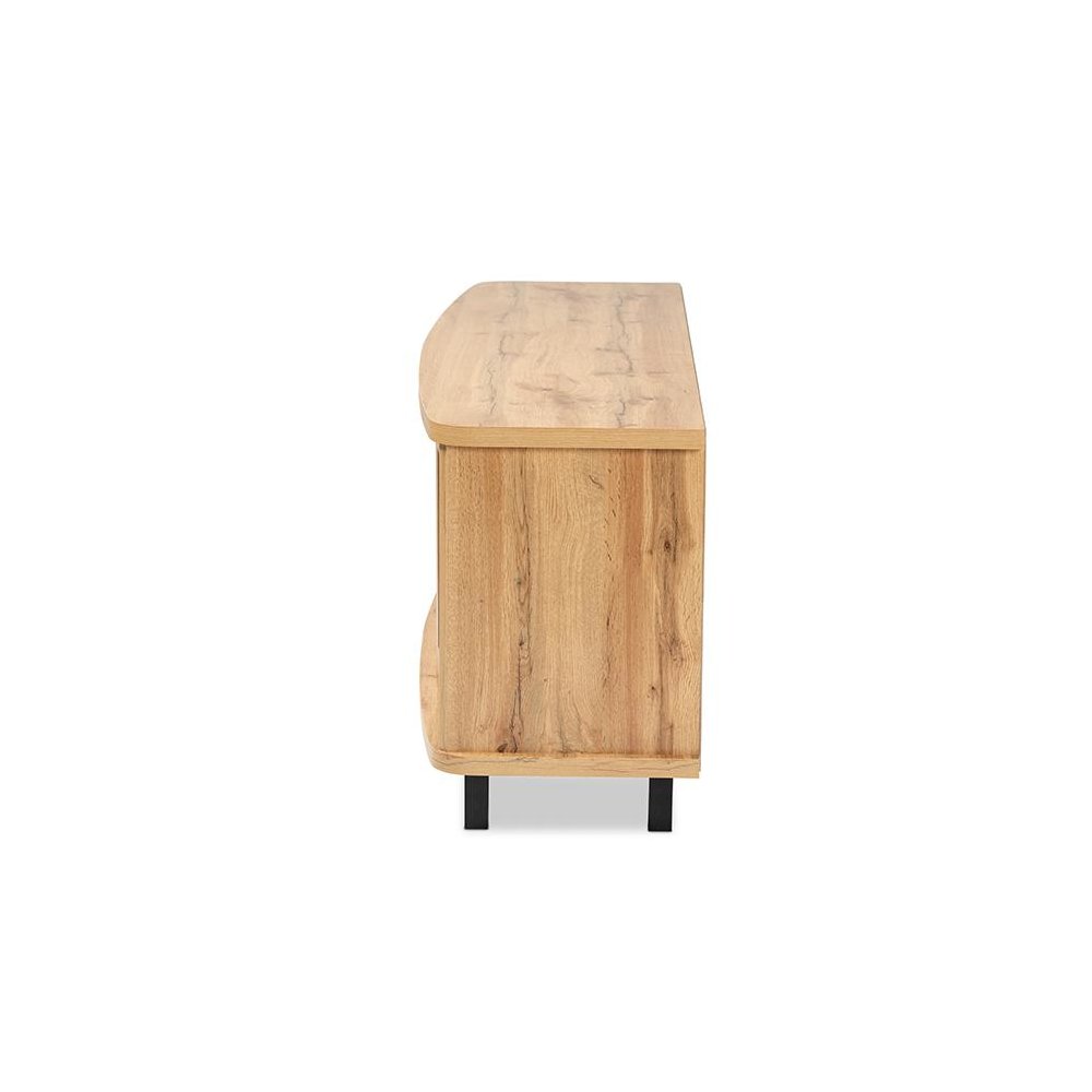 Walda Modern and Contemporary Oak Brown Finished Wood 2-Drawer TV Stand. Picture 5