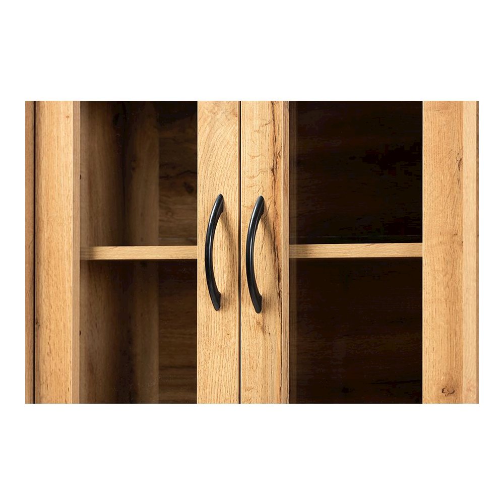 Oak Brown Finished Wood Kitchen Cabinet and Hutch. Picture 5