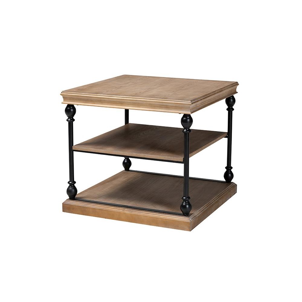 Black Metal 3-Tier End Table. Picture 1