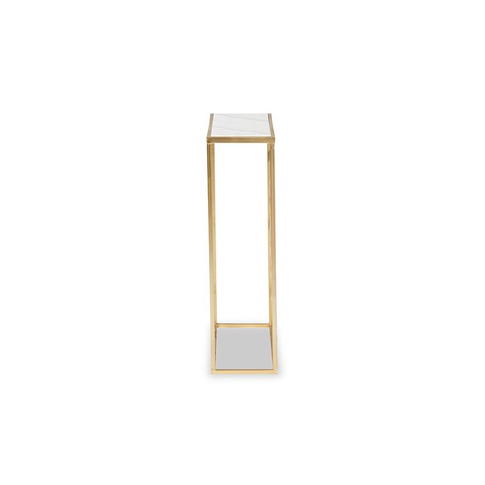 Gold Finished Metal Console Table with Marble Tabletop. Picture 3