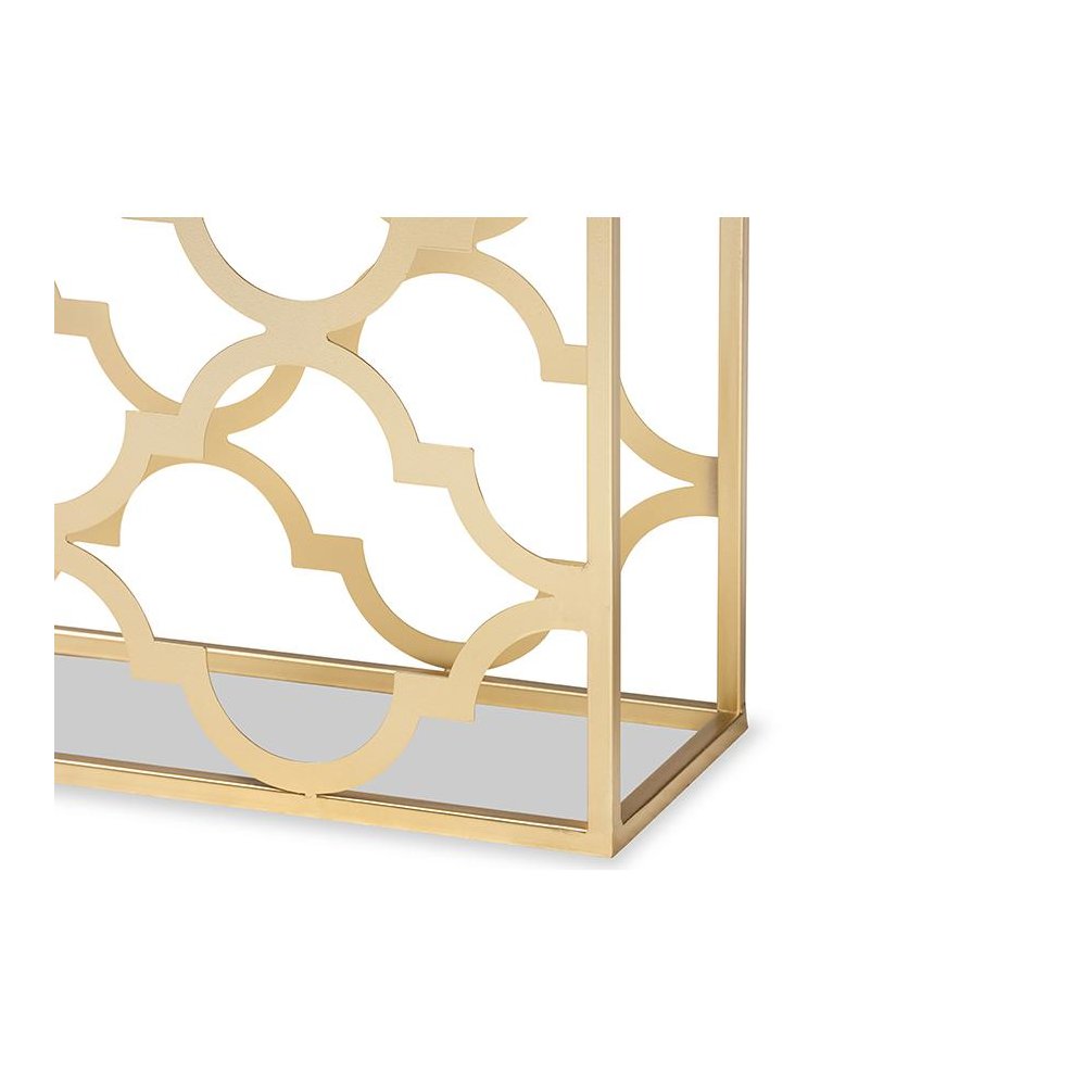 Gold Finished Metal Console Table with Marble Tabletop. Picture 4