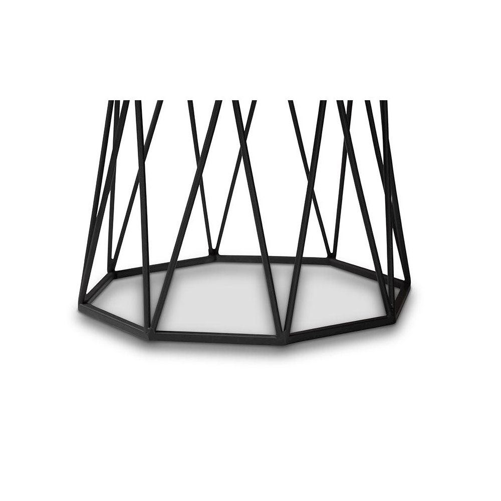 Venedict Modern and Contemporary Black Metal End Table with Marble Tabletop. Picture 3