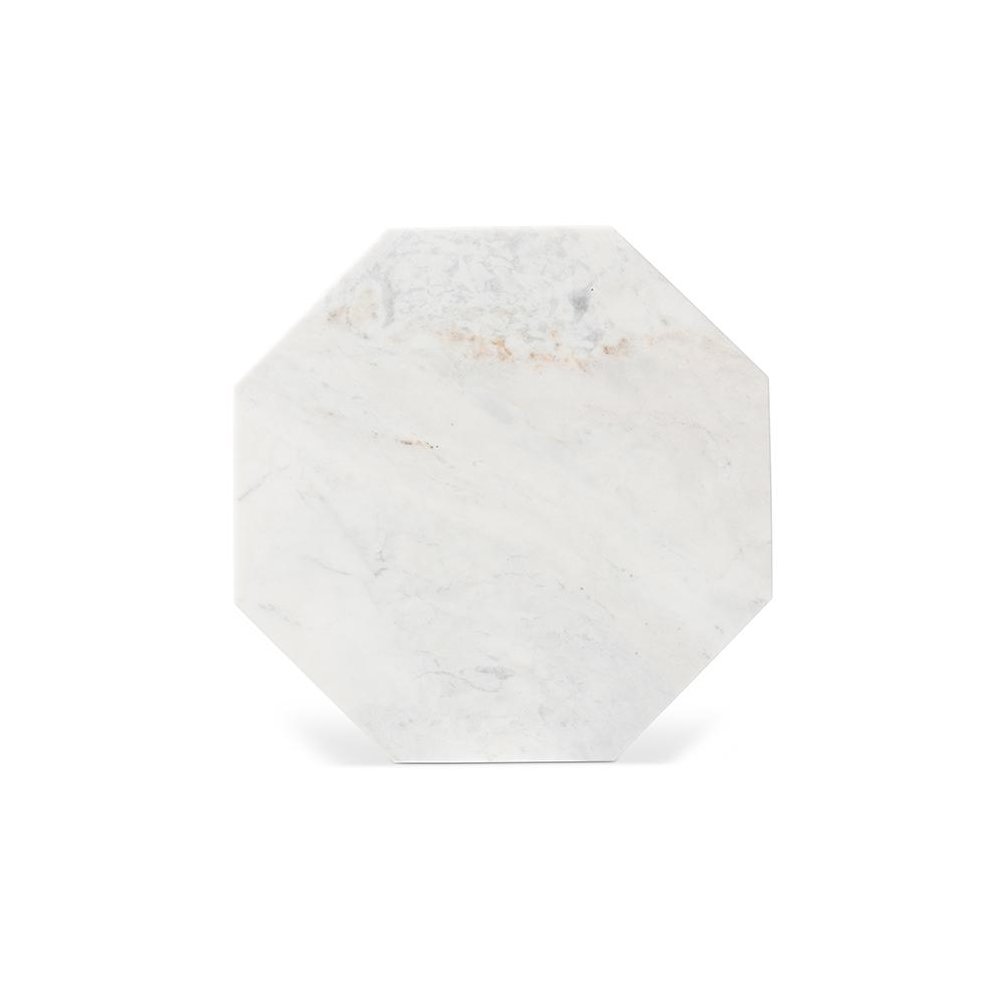 Venedict Modern and Contemporary Black Metal End Table with Marble Tabletop. Picture 4