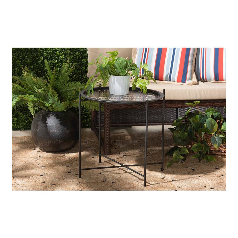 Baxton Studio Ivana Modern and Contemporary Black Finished Metal Plant Stand. Picture 5