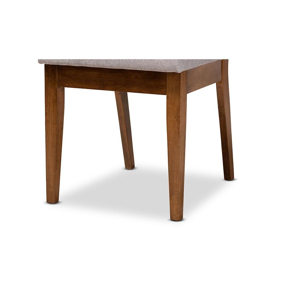 Grey Fabric Upholstered and Walnut Brown Finished Wood 2-Piece Dining Chair Set. Picture 5