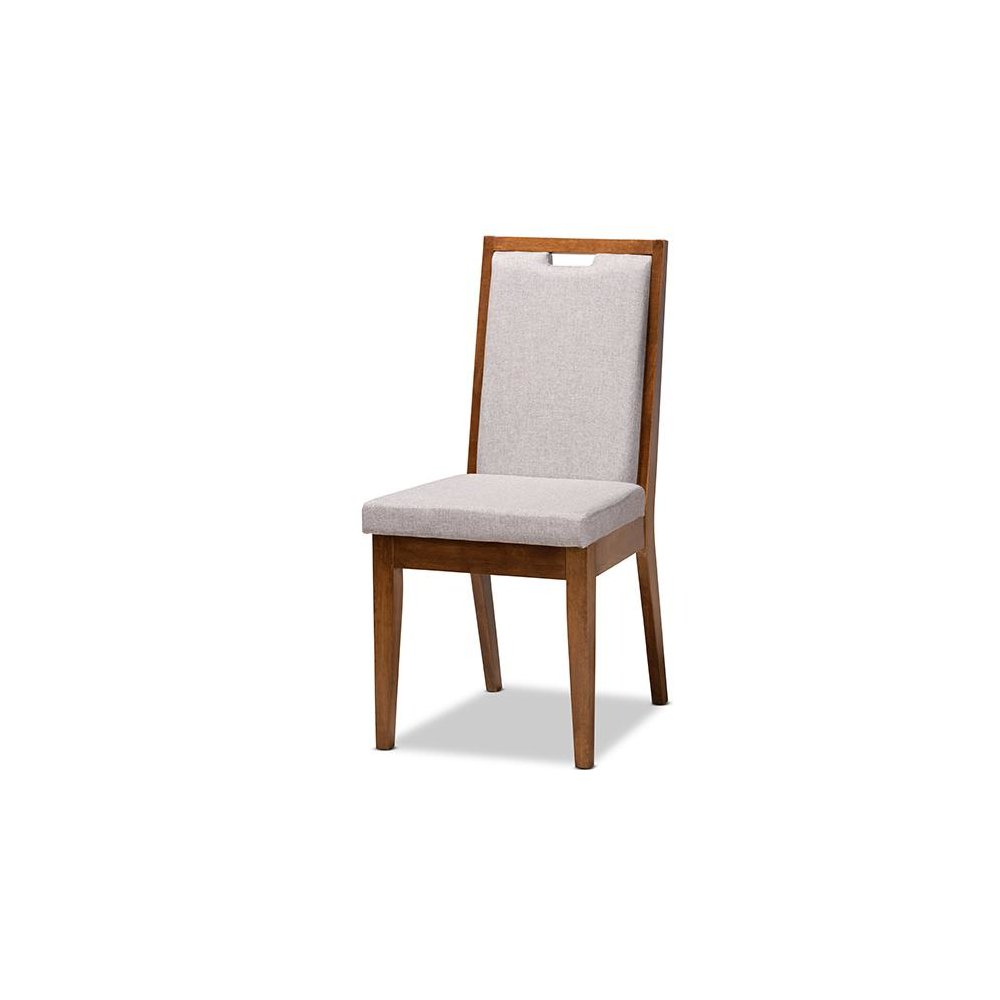 Grey Fabric Upholstered and Walnut Brown Finished Wood 5-Piece Dining Set. Picture 2