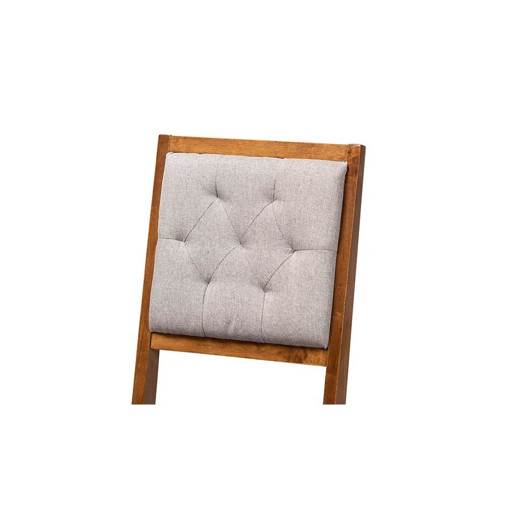 Grey Fabric Upholstered and Walnut Brown Finished Wood 2-Piece Dining Chair Set. Picture 4