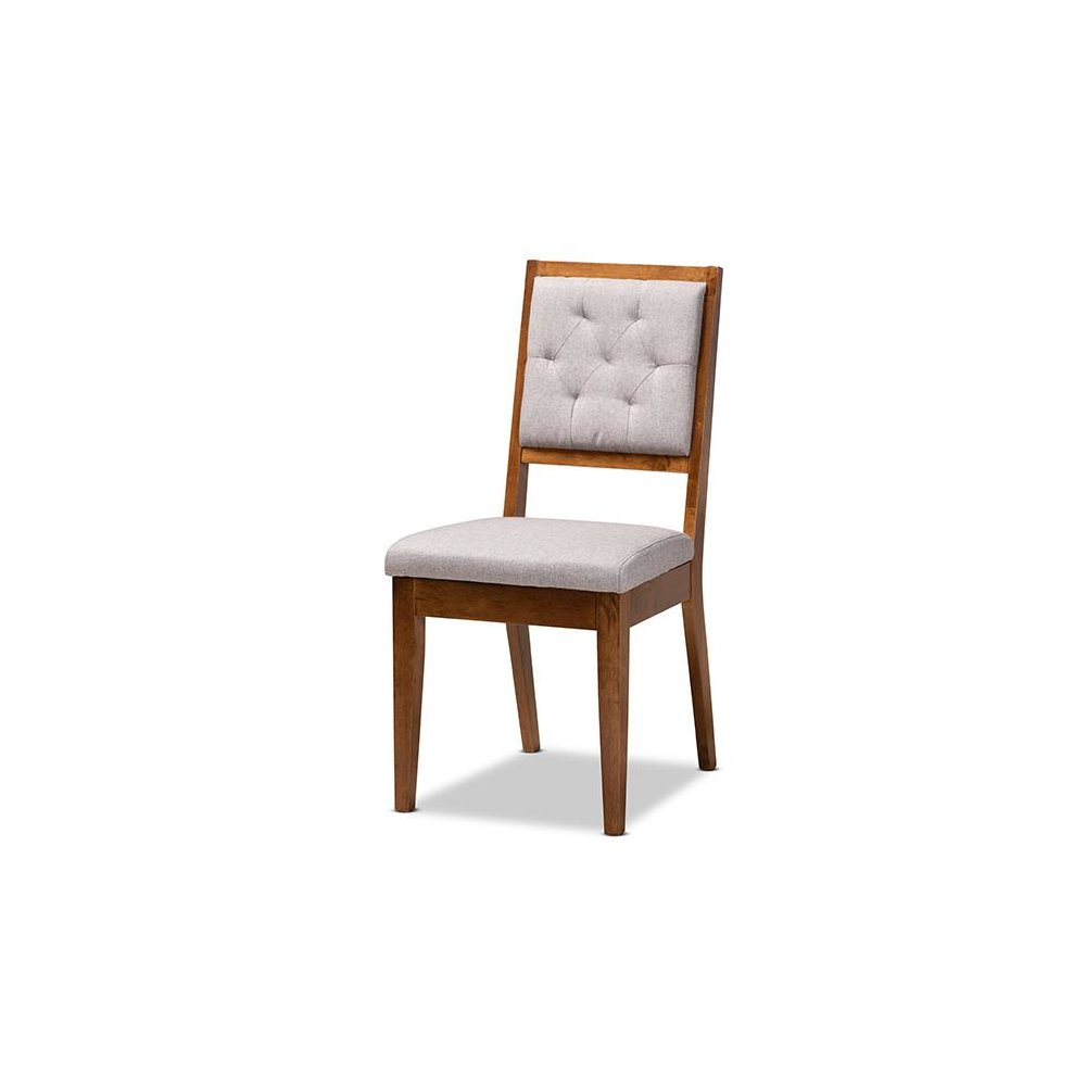Grey Fabric Upholstered and Walnut Brown Finished Wood 5-Piece Dining Set. Picture 2