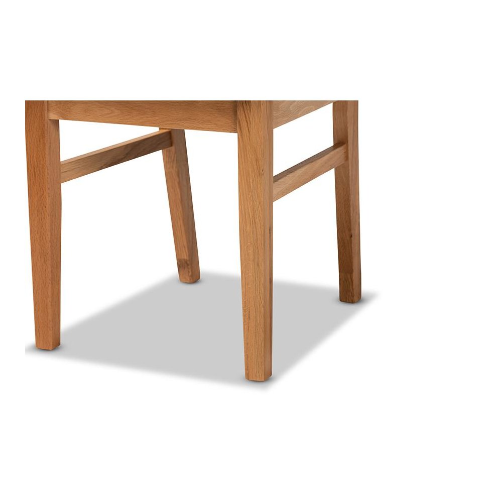 Black Fabric Upholstered and Oak brown Finished 2-Piece Rattan Dining Chair Set. Picture 5