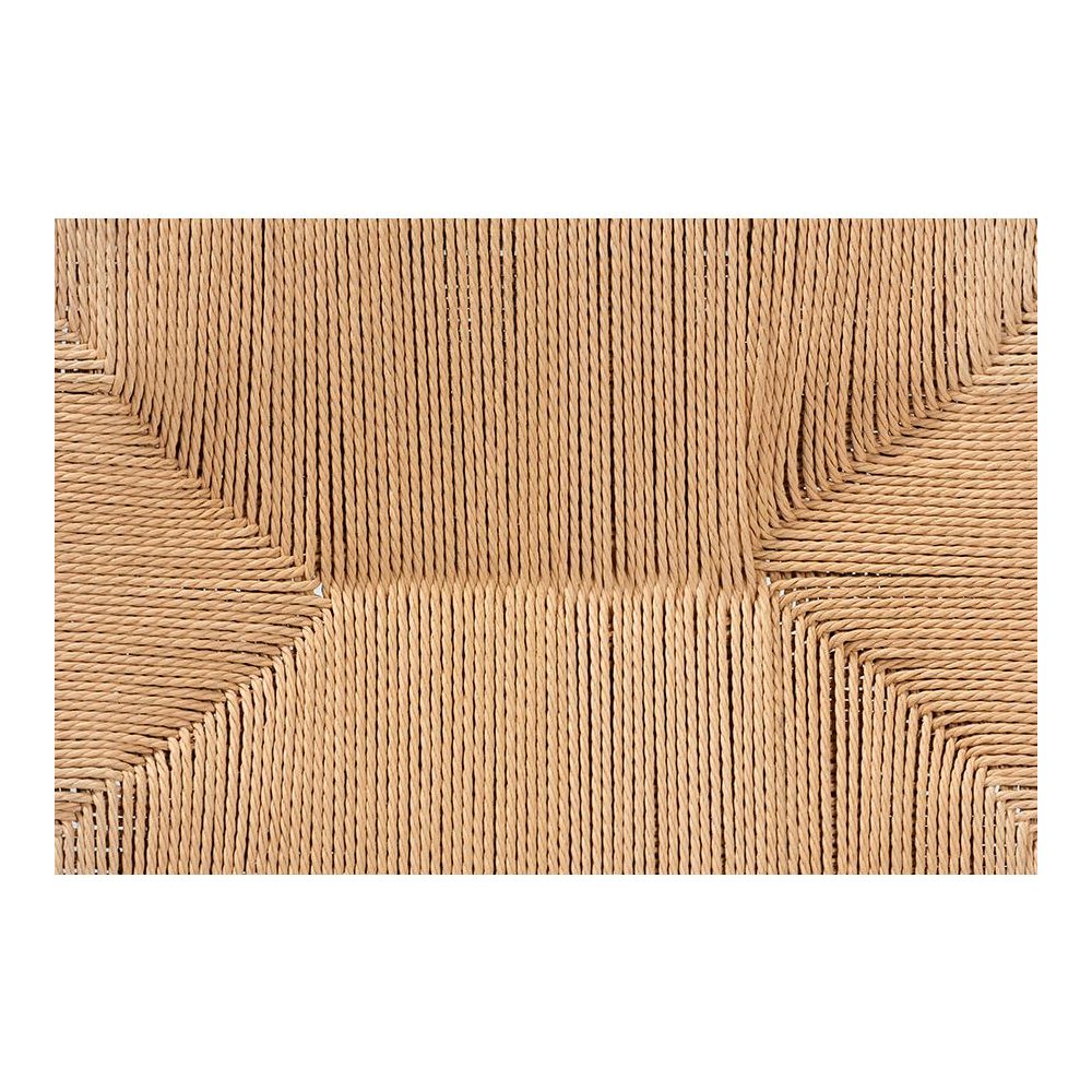Saura Mid-Century Modern Oak Brown Finished Wood and Hemp Dining Bench. Picture 5