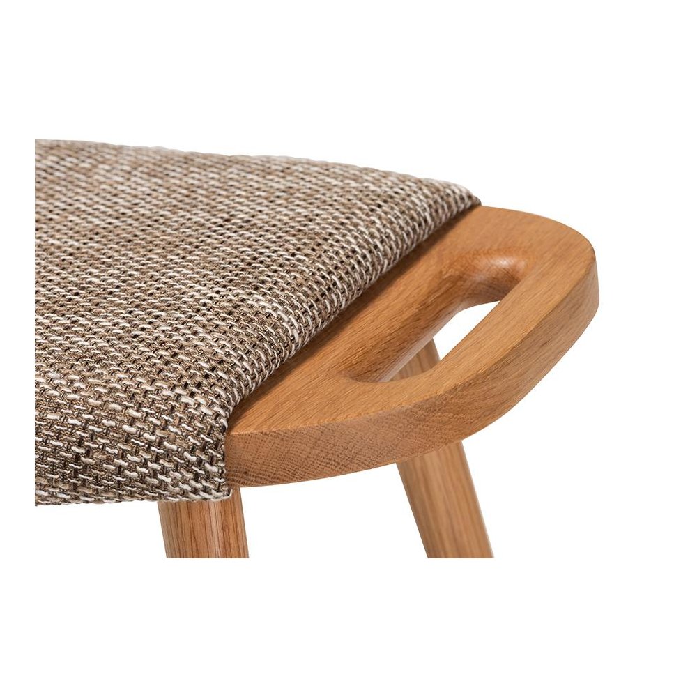 Modern Light Brown Fabric Upholstered and Oak Brown Finished Wood Accent Bench. Picture 4
