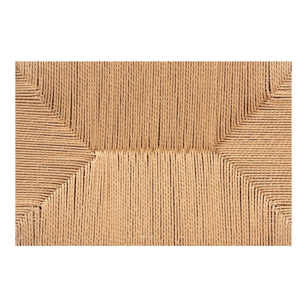 Saura Mid-Century Modern Oak Brown Finished Wood and Hemp Accent Bench. Picture 5