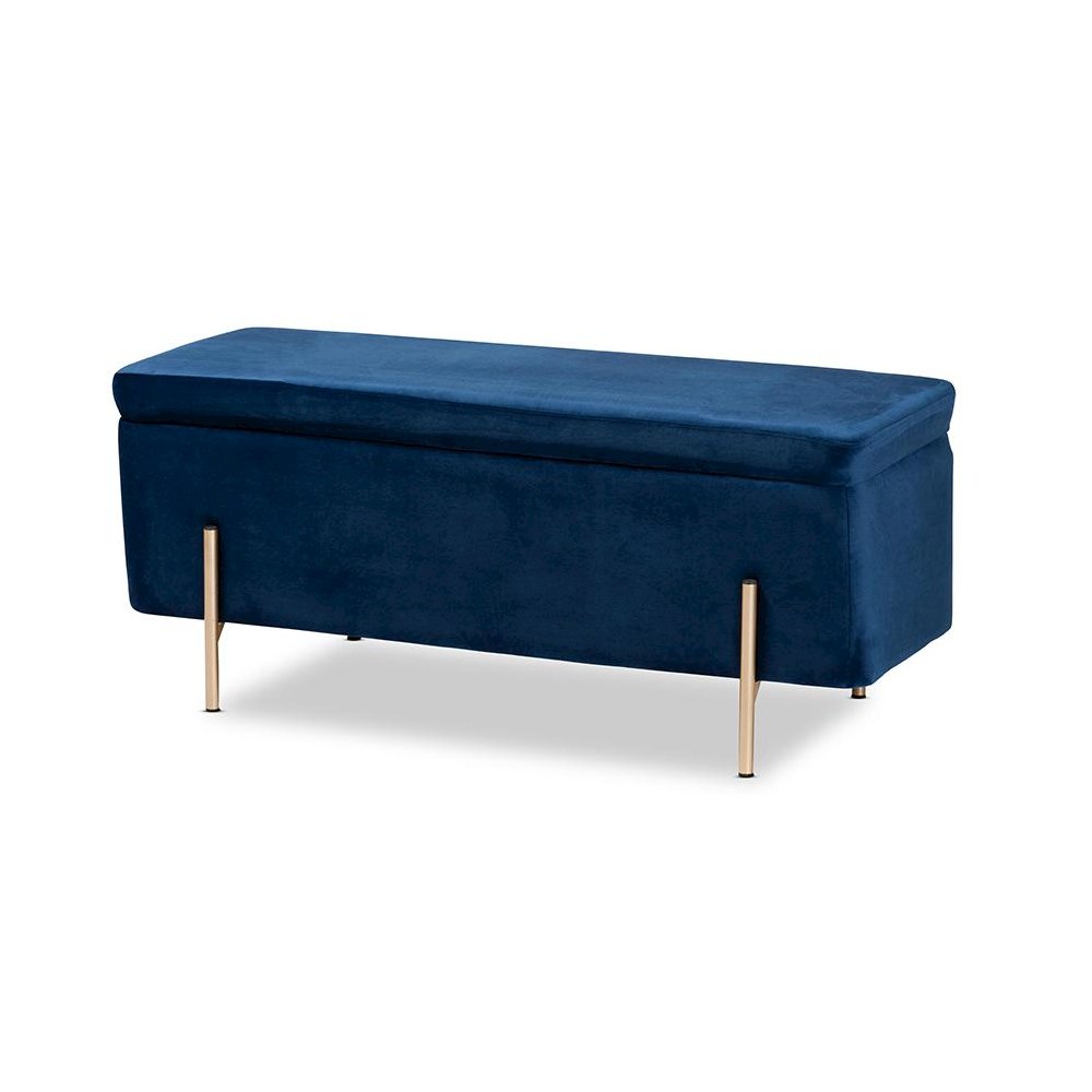Gold Finished Metal Storage Bench. Picture 1