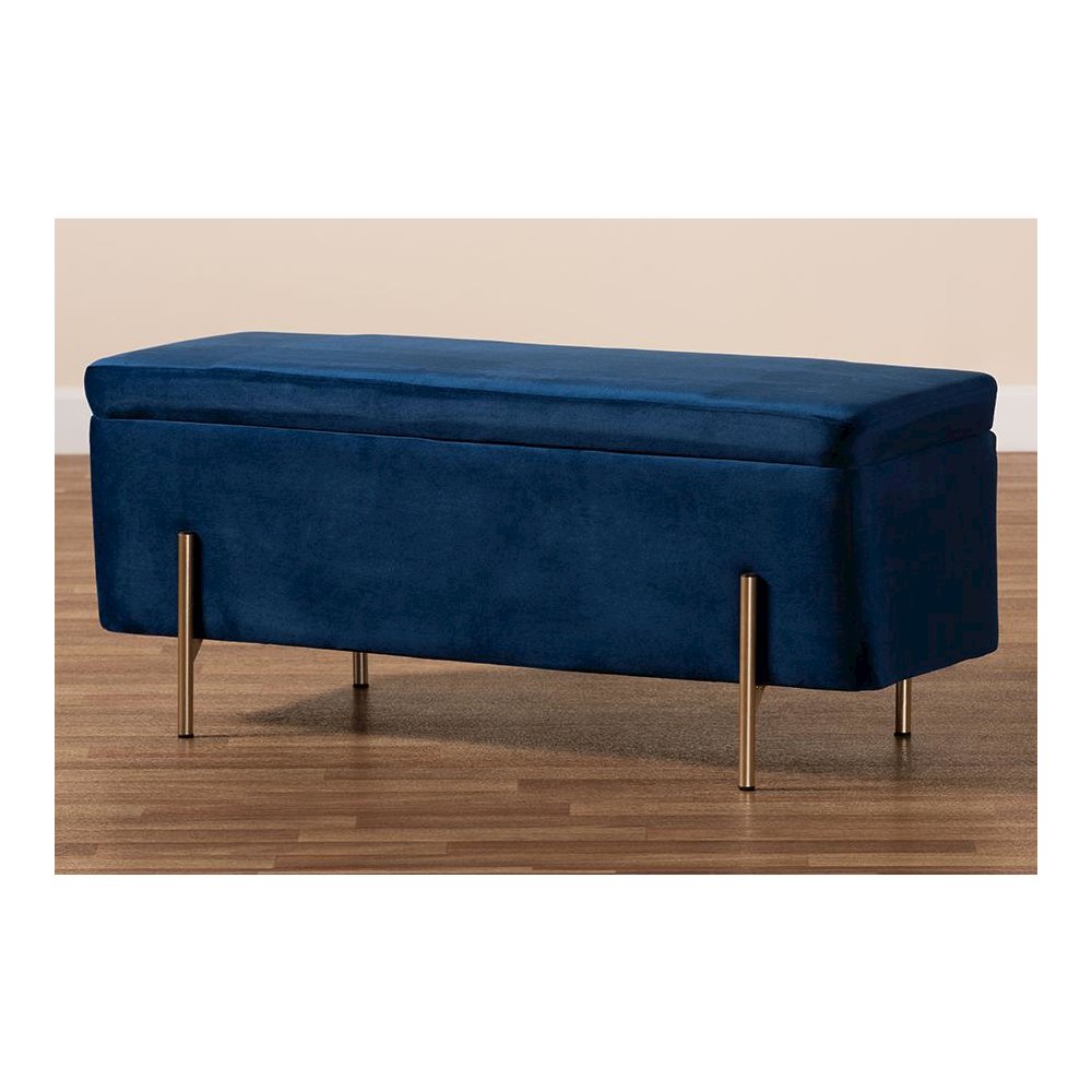 Gold Finished Metal Storage Bench. Picture 10