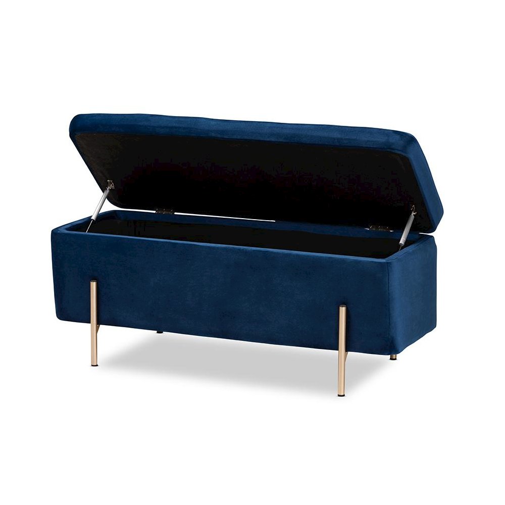 Gold Finished Metal Storage Bench. Picture 2
