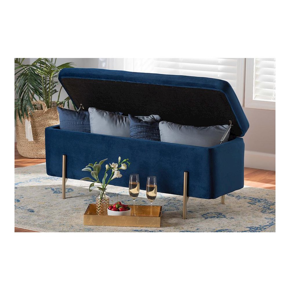 Gold Finished Metal Storage Bench. Picture 9