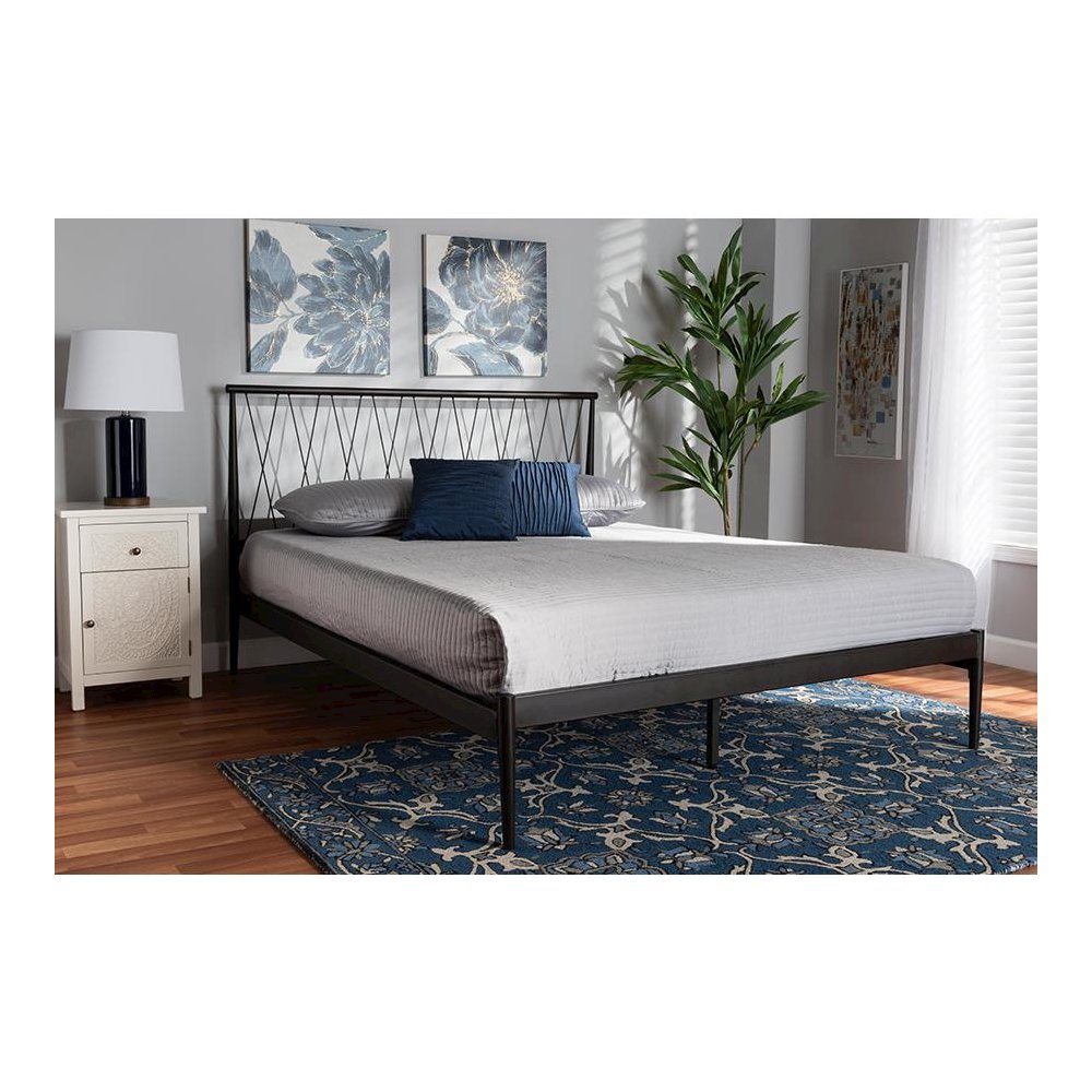 Baxton Studio Nano Modern and Contemporary Black Finished Metal Full Size Platform Bed. Picture 1