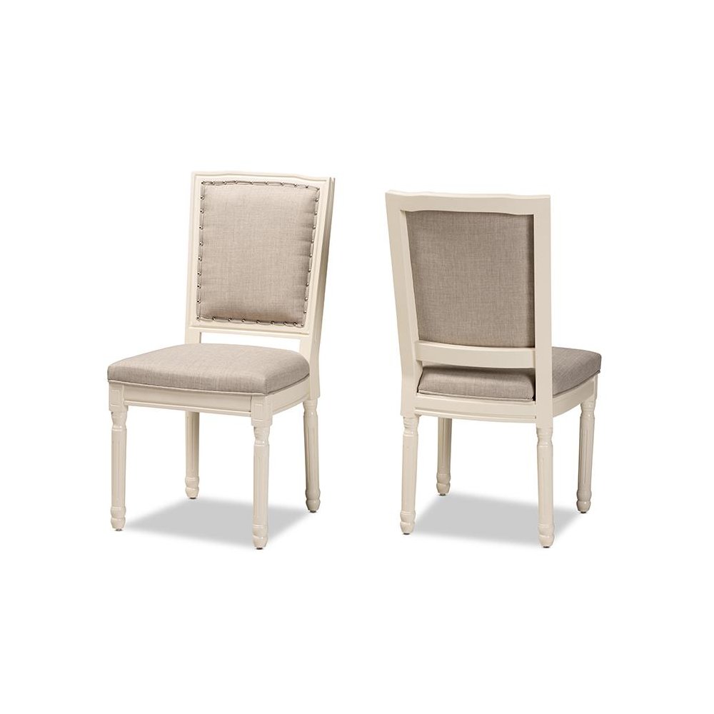 White Finished Wood 2-Piece Dining Chair Set. Picture 1