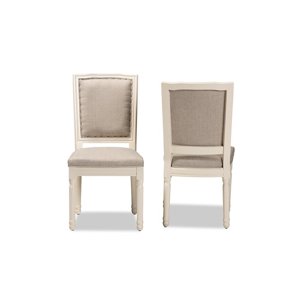 White Finished Wood 2-Piece Dining Chair Set. Picture 2