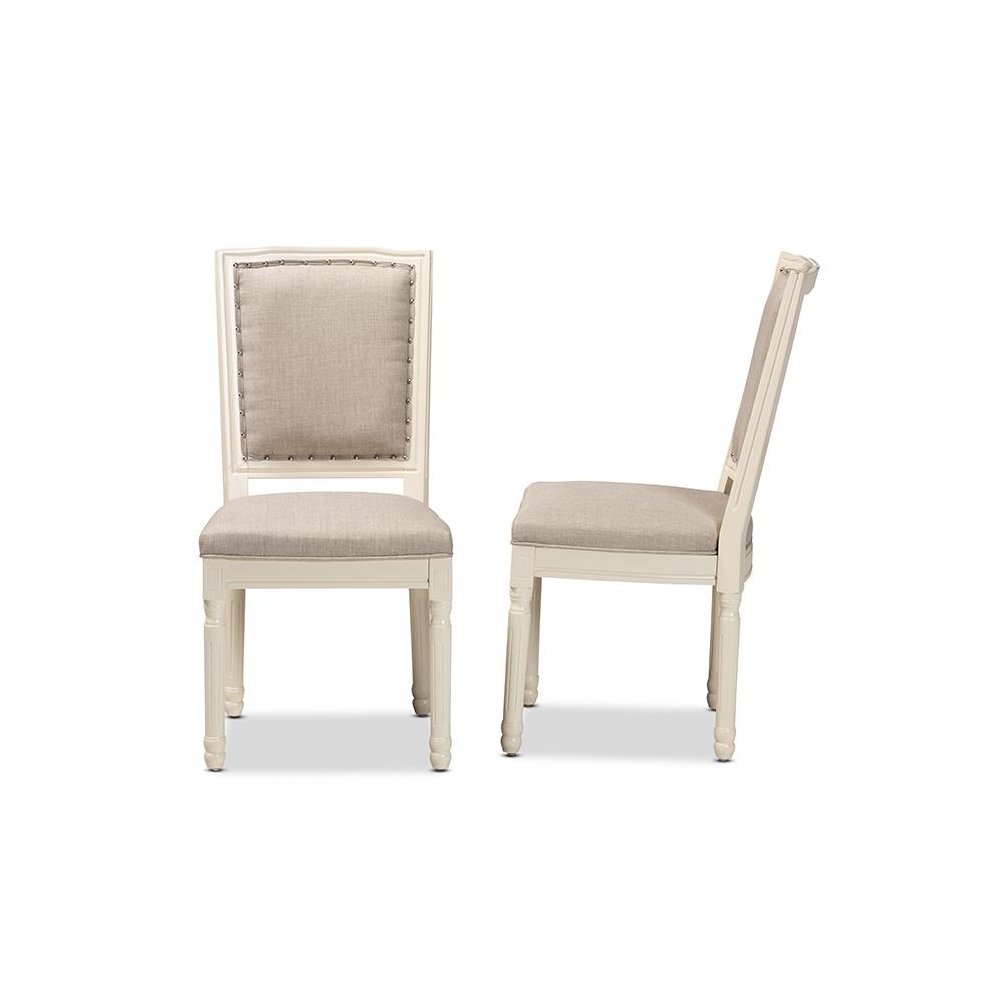 White Finished Wood 2-Piece Dining Chair Set. Picture 3