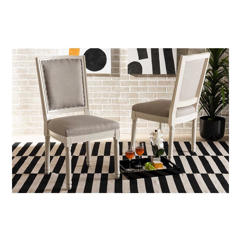 White Finished Wood 2-Piece Dining Chair Set. Picture 7