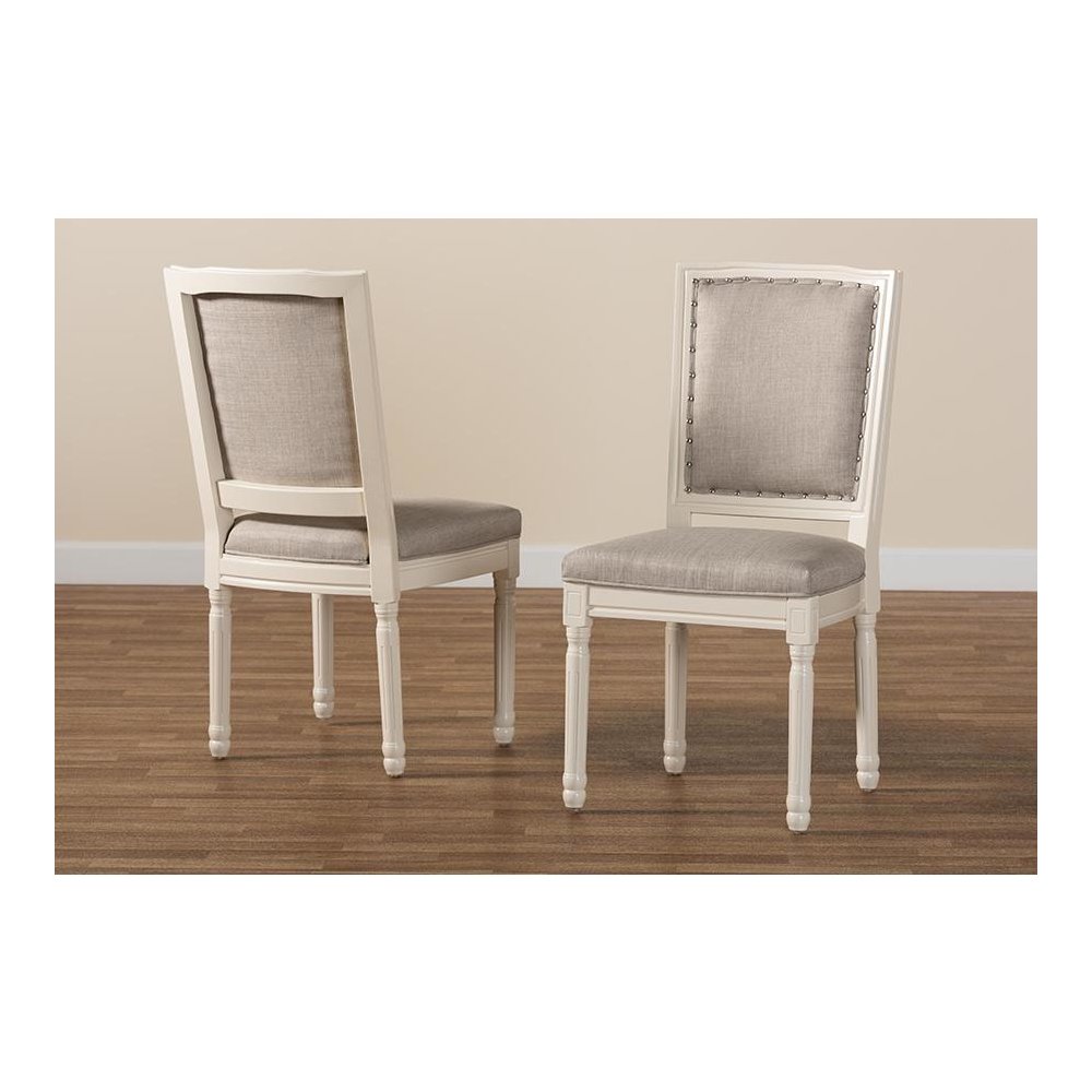 White Finished Wood 2-Piece Dining Chair Set. Picture 8