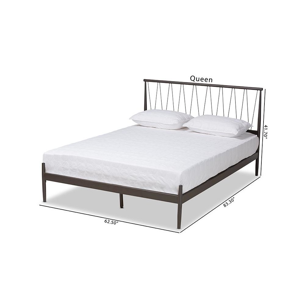 Samir Modern Industrial Black Bronze Finished Metal Full Size Platform Bed. Picture 10