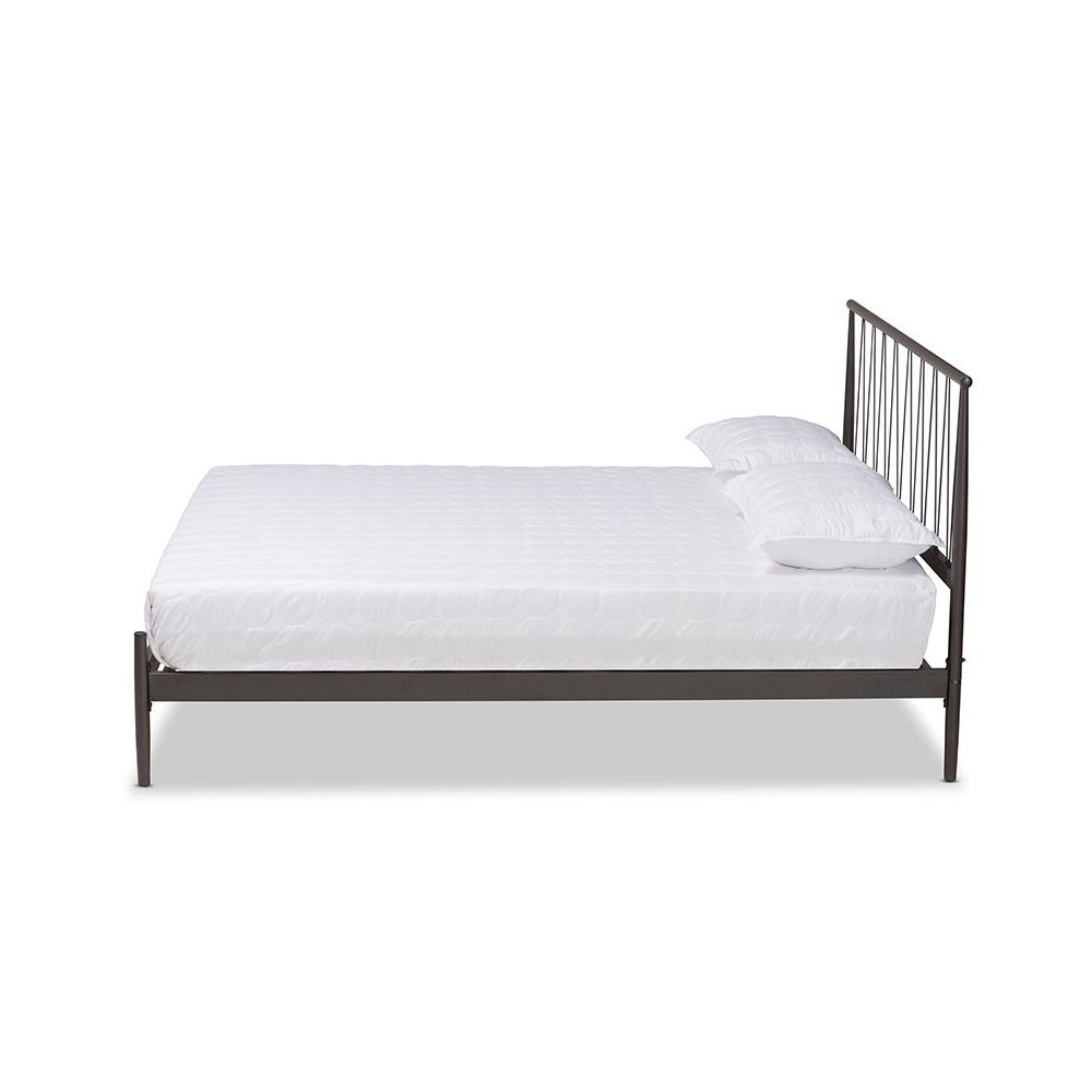 Samir Modern Industrial Black Bronze Finished Metal Full Size Platform Bed. Picture 2