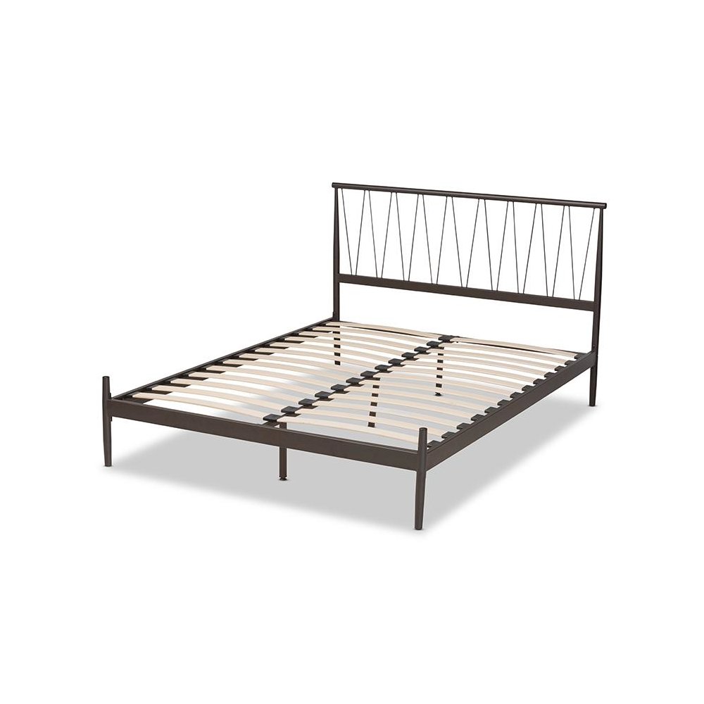 Samir Modern Industrial Black Bronze Finished Metal Full Size Platform Bed. Picture 3