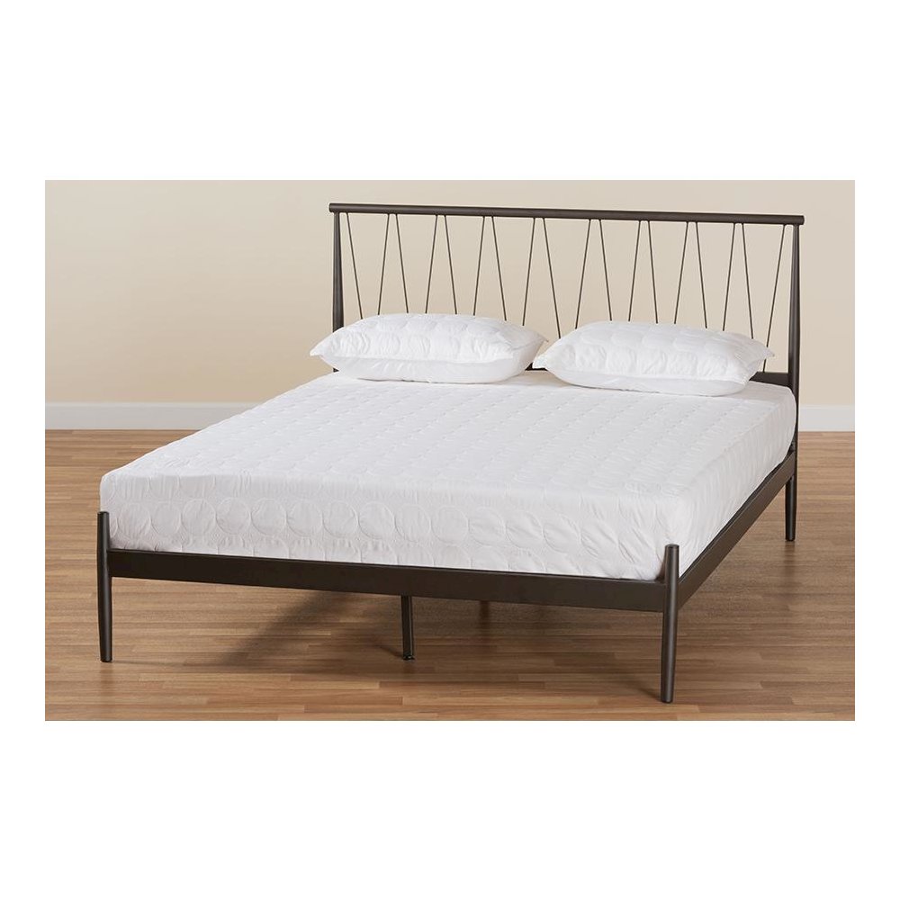 Samir Modern Industrial Black Bronze Finished Metal Full Size Platform Bed. Picture 8
