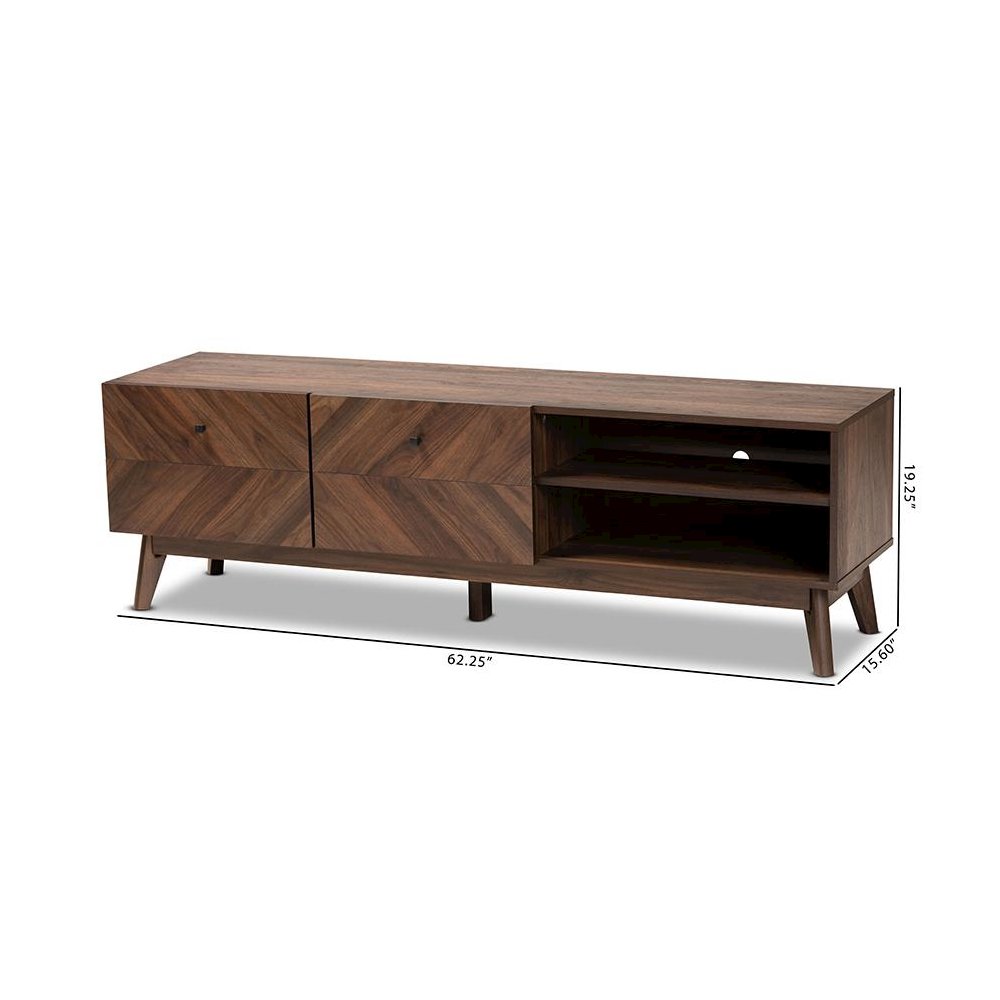 Baxton Studio Hartman Mid-Century Modern Walnut Brown Finished Wood TV Stand. Picture 10