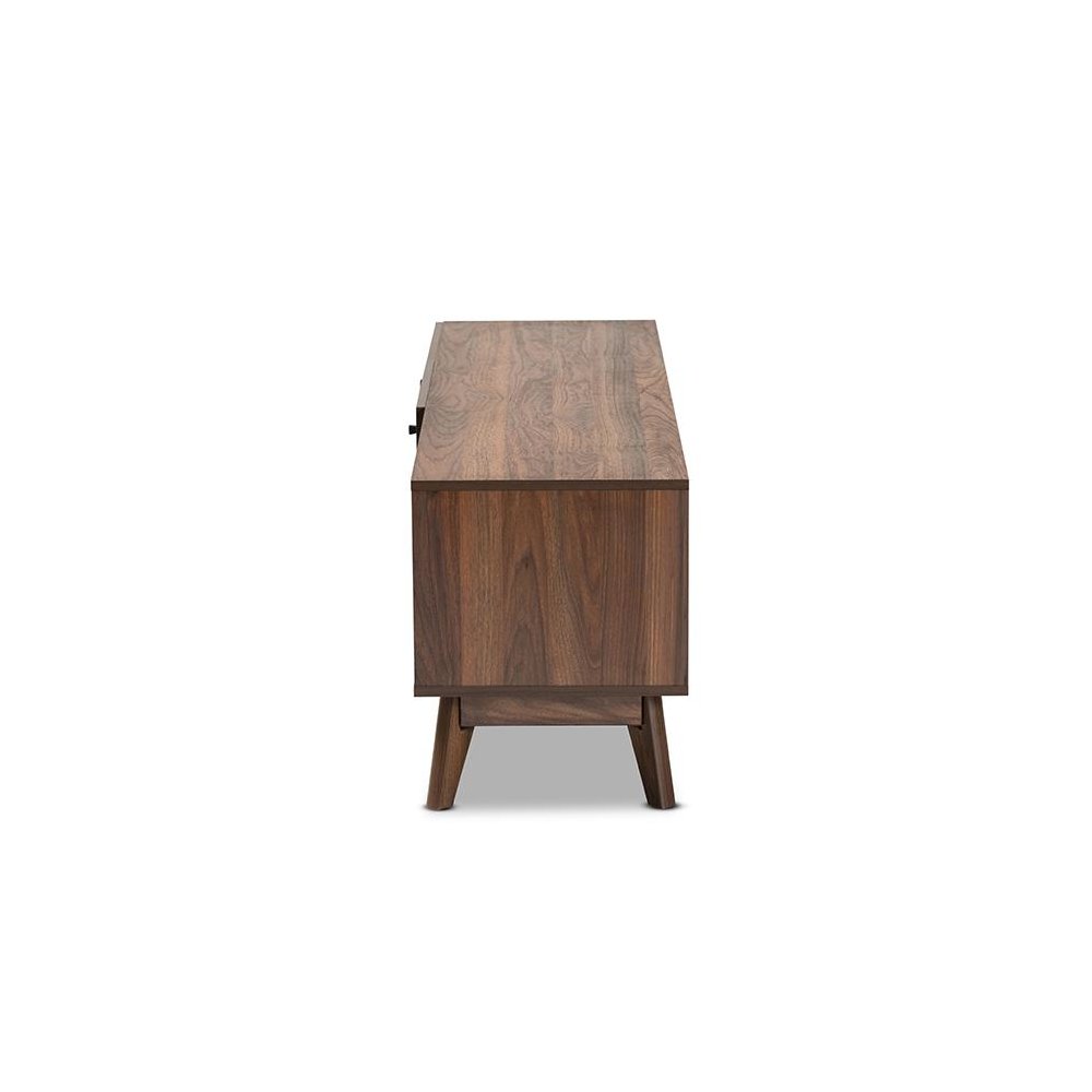 Baxton Studio Hartman Mid-Century Modern Walnut Brown Finished Wood TV Stand. Picture 4