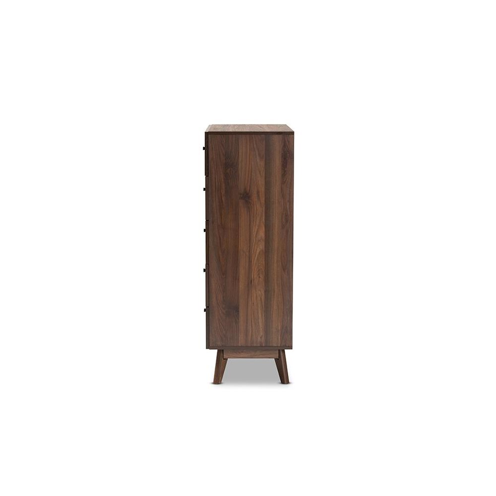 Hartman Mid-Century Modern Walnut Brown Finished Wood 5-Drawer Storage Chest. Picture 4