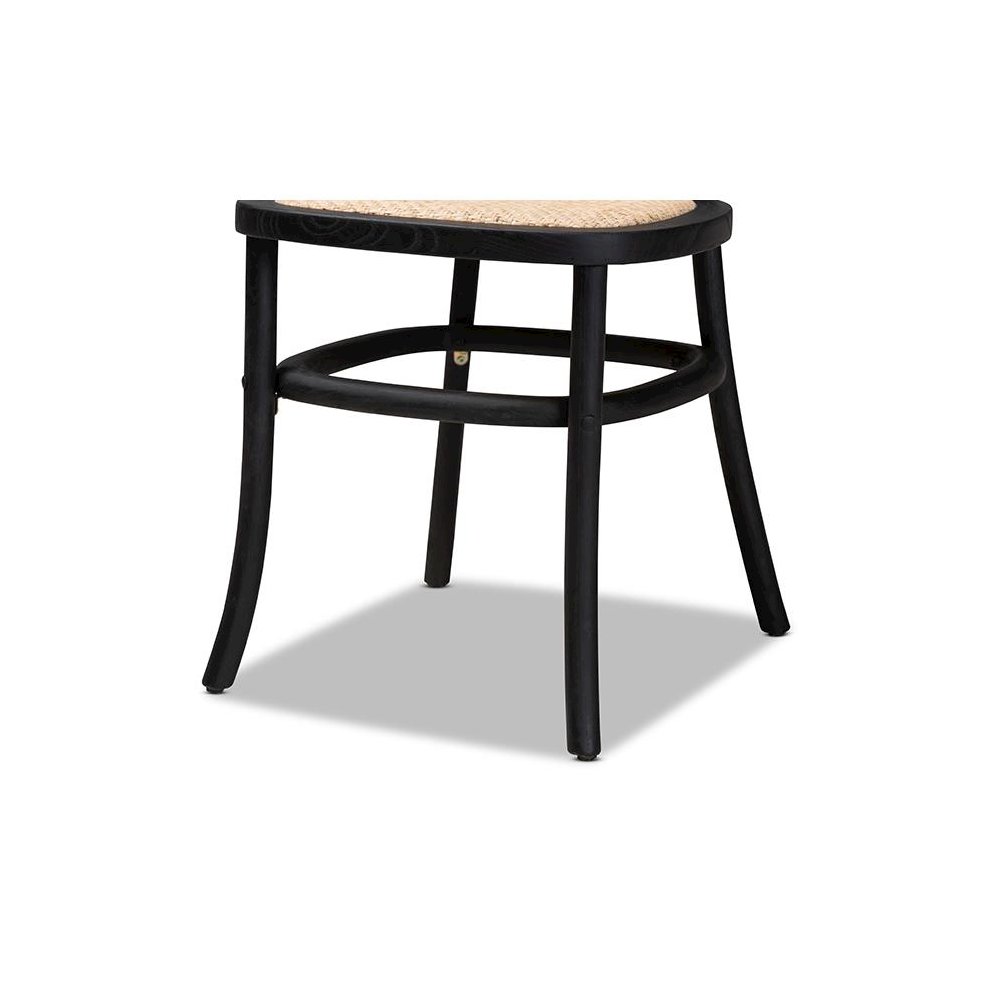 Brown Woven Rattan and Black Wood 2-Piece Cane Dining Chair Set. Picture 5