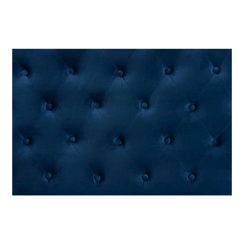Navy Blue Velvet Fabric Upholstered Queen Size Headboard. Picture 3