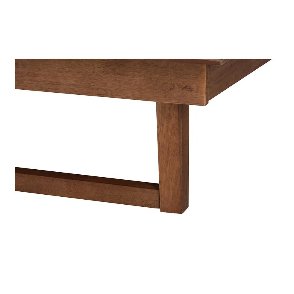 Aveena Mid-Century Modern Walnut Brown Finished Wood Queen Size Platform Bed. Picture 5