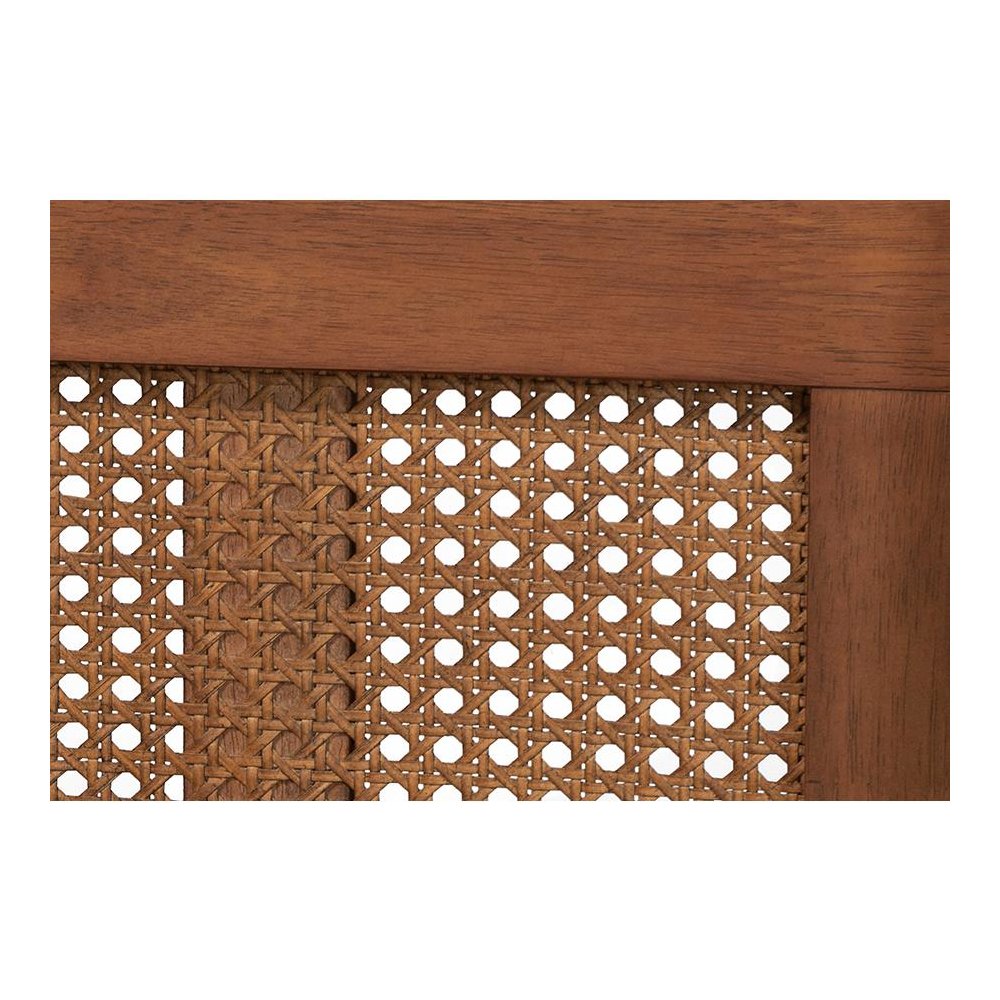 Aveena Mid-Century Modern Walnut Brown Finished Wood Queen Size Platform Bed. Picture 6