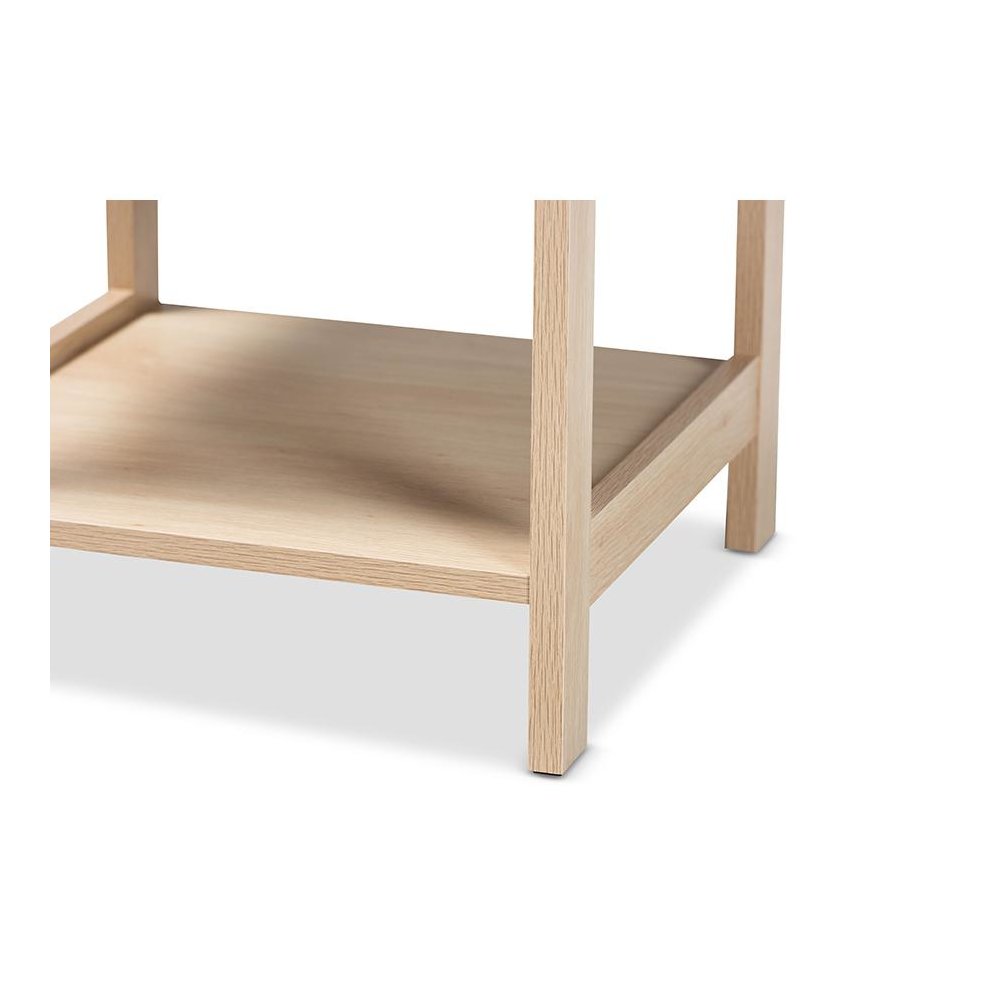 Baxton Studio Sebille Mid-Century Modern Light Brown Finished Wood 1-Drawer Nightstand with Natural Rattan. Picture 6