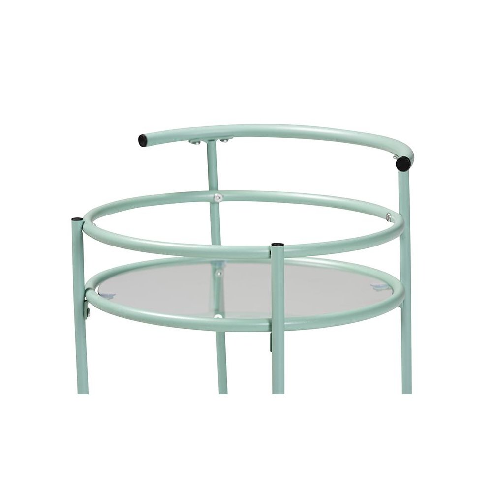 Newell Mid-Century Modern Mint Green Finished Metal 2-Tier Kitchen Cart. Picture 4