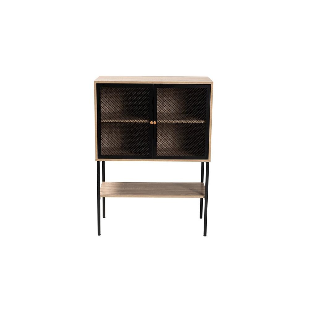Industrial Natural Brown Finished Wood and Black Metal 2-Door Sideboard. Picture 3
