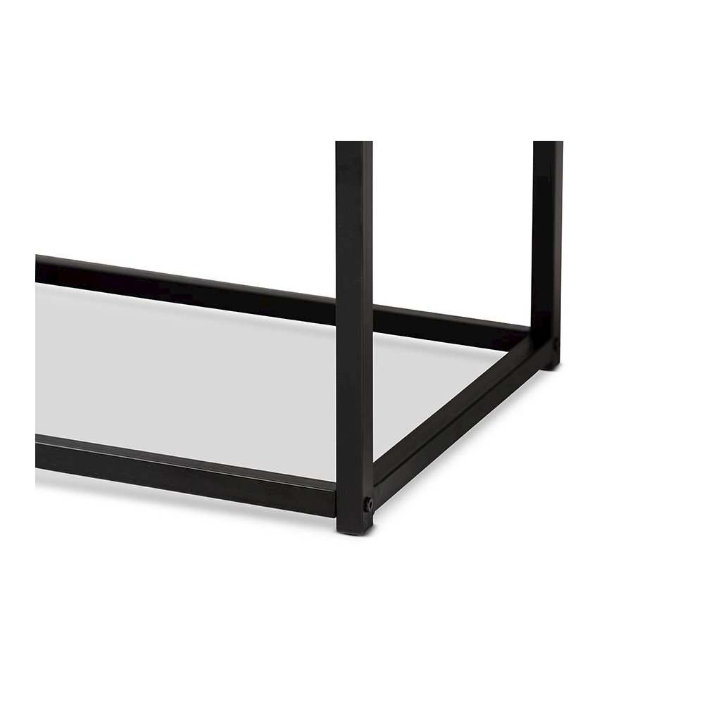 Bardot Modern Industrial Walnut Brown Finished Wood and Black Metal Accent Bench. Picture 4