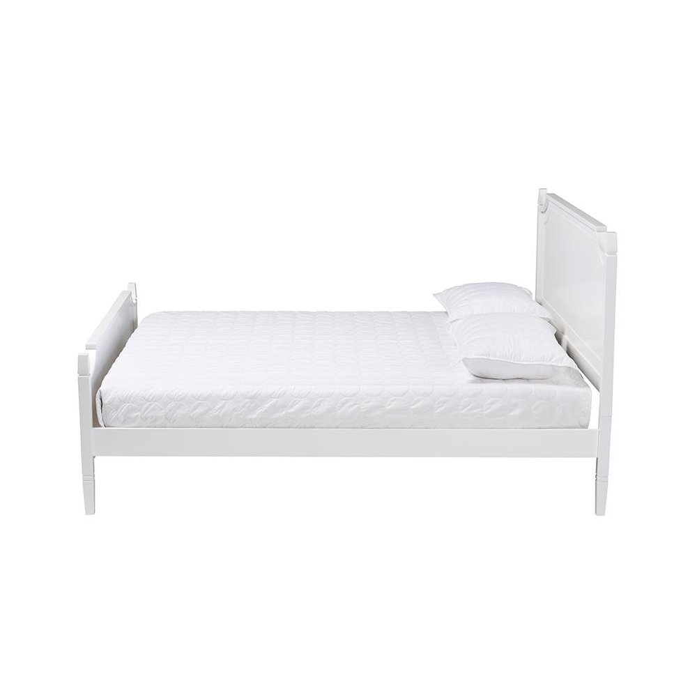 Mariana Classic and Traditional White Finished Wood Queen Size Platform Bed. Picture 2